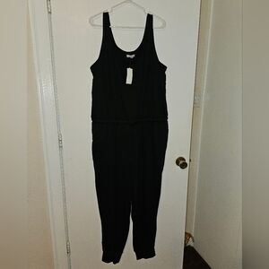 NWT TimeSquare 2X Black Jumpsuit with Pockets and Drawstring Waist